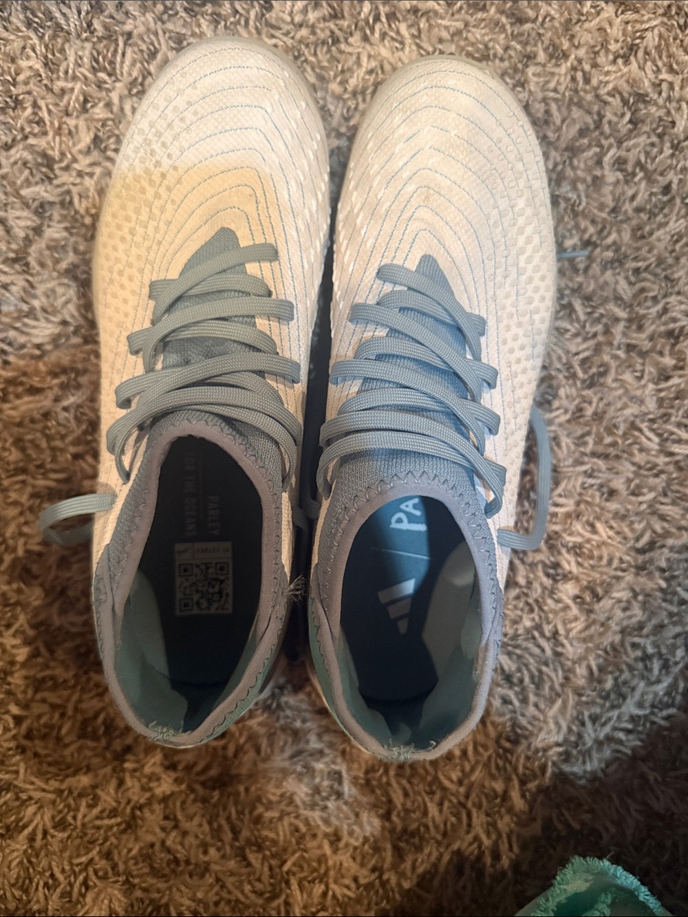 adidas Light Gray and White Soccer Cleats